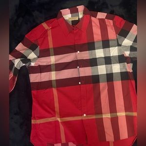 3xl red white and black Burberry long sleeve shirt.